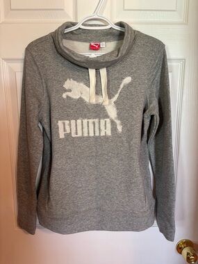 Puma Gray Cowl Neck Sweatshirt with White Logo